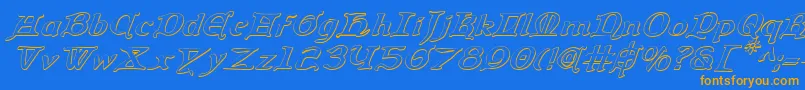 QueenCountry3DItalic Font – Orange Fonts on Blue Background