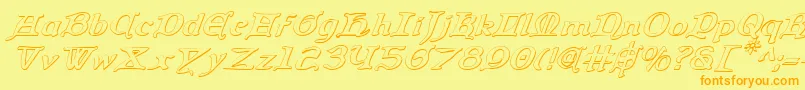 QueenCountry3DItalic Font – Orange Fonts on Yellow Background