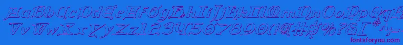 QueenCountry3DItalic-Schriftart – Violette Schriften auf blauem Hintergrund