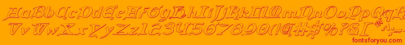 QueenCountry3DItalic Font – Red Fonts on Orange Background