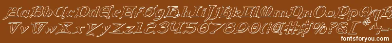 QueenCountry3DItalic Font – White Fonts on Brown Background