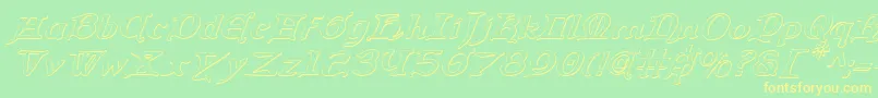 QueenCountry3DItalic Font – Yellow Fonts on Green Background