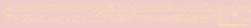 QueenCountry3DItalic Font – Yellow Fonts on Pink Background