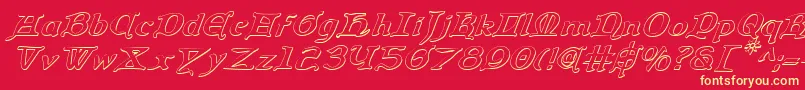 フォントQueenCountry3DItalic – 黄色の文字、赤い背景