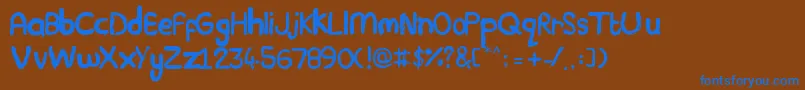 Plasticine Font – Blue Fonts on Brown Background