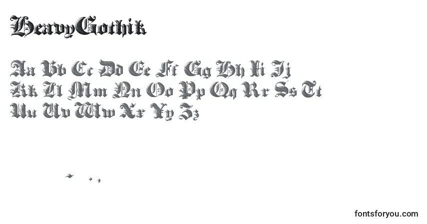 A fonte HeavyGothik – alfabeto, números, caracteres especiais