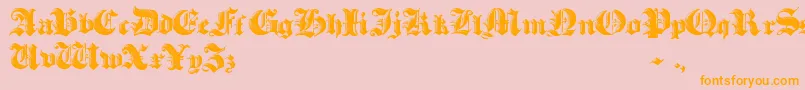 HeavyGothik-Schriftart – Orangefarbene Schriften auf rosa Hintergrund