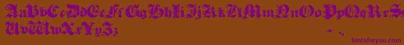 HeavyGothik-Schriftart – Violette Schriften auf braunem Hintergrund