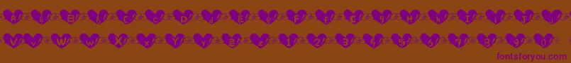 Heartfont-Schriftart – Violette Schriften auf braunem Hintergrund