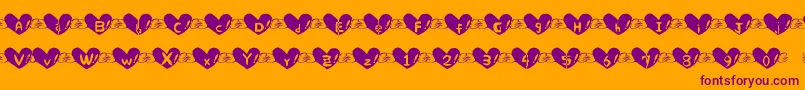 Police Heartfont – polices violettes sur fond orange