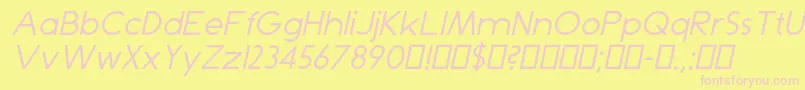 Fonte DominikItalic – fontes rosa em um fundo amarelo