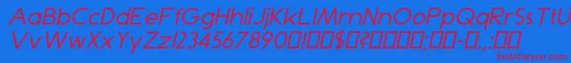 Fonte DominikItalic – fontes vermelhas em um fundo azul