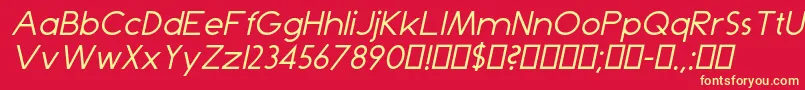 DominikItalic Font – Yellow Fonts on Red Background