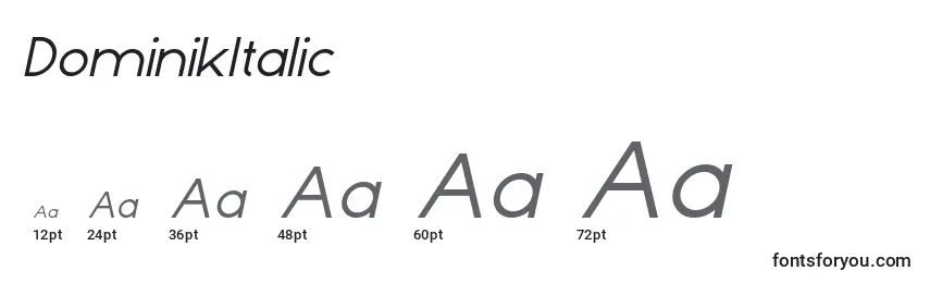 Размеры шрифта DominikItalic