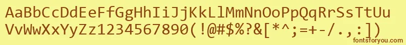 フォントConsolas – 茶色の文字が黄色の背景にあります。