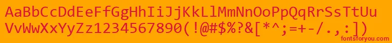 フォントConsolas – オレンジの背景に赤い文字