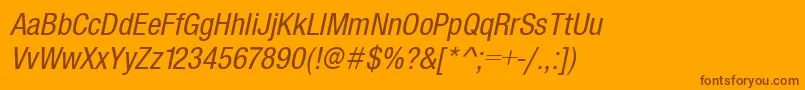 SansCondensedItalic-Schriftart – Braune Schriften auf orangefarbenem Hintergrund