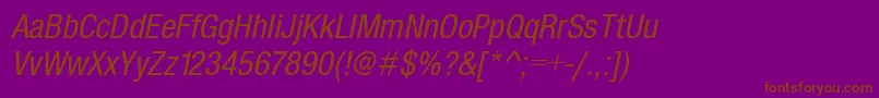 フォントSansCondensedItalic – 紫色の背景に茶色のフォント