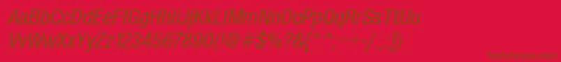 SansCondensedItalic-fontti – ruskeat fontit punaisella taustalla