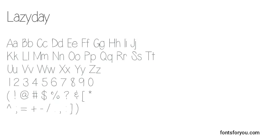 Schriftart Lazyday – Alphabet, Zahlen, spezielle Symbole