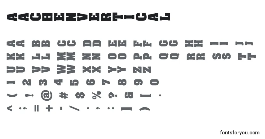 A fonte AachenVertical – alfabeto, números, caracteres especiais
