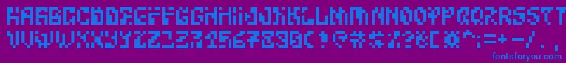 BitwiseAlpha-Schriftart – Blaue Schriften auf violettem Hintergrund