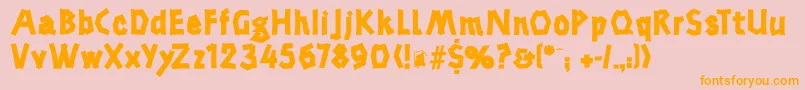 フォントBreddafs – オレンジの文字がピンクの背景にあります。