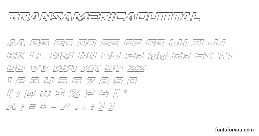 A fonte Transamericaoutital – alfabeto, números, caracteres especiais