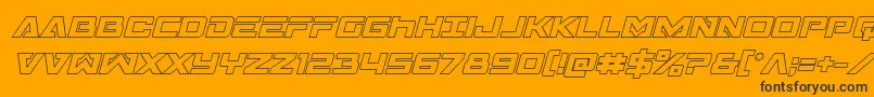 Transamericaoutital-Schriftart – Schwarze Schriften auf orangefarbenem Hintergrund