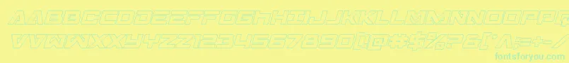 フォントTransamericaoutital – 黄色い背景に緑の文字