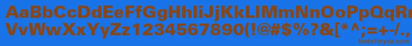 フォントUniversltstdBlack – 茶色の文字が青い背景にあります。