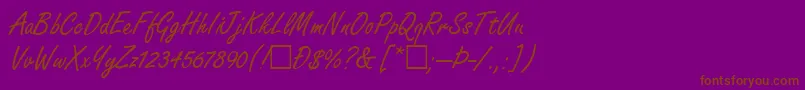 ToftlundRegular-Schriftart – Braune Schriften auf violettem Hintergrund