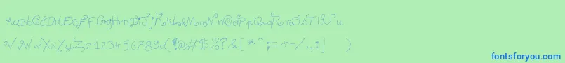Шрифт Degueulasse – синие шрифты на зелёном фоне