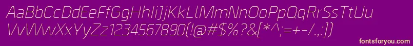 BordaLightitalic-fontti – keltaiset fontit violetilla taustalla