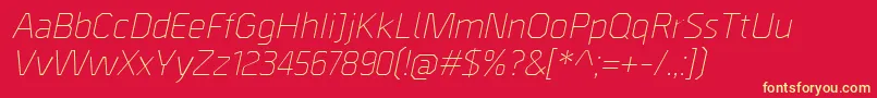 Fonte BordaLightitalic – fontes amarelas em um fundo vermelho