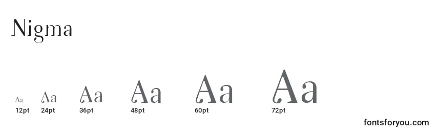 Размеры шрифта Nigma