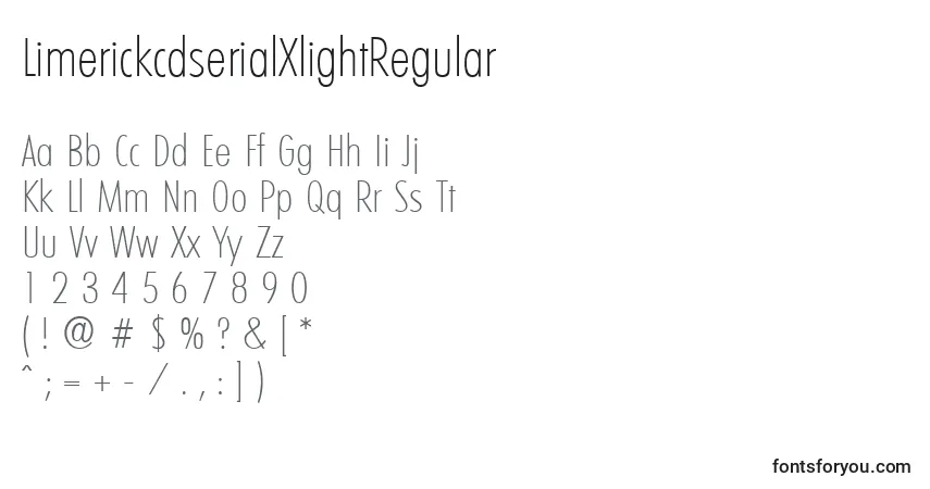 LimerickcdserialXlightRegular Font – alphabet, numbers, special characters