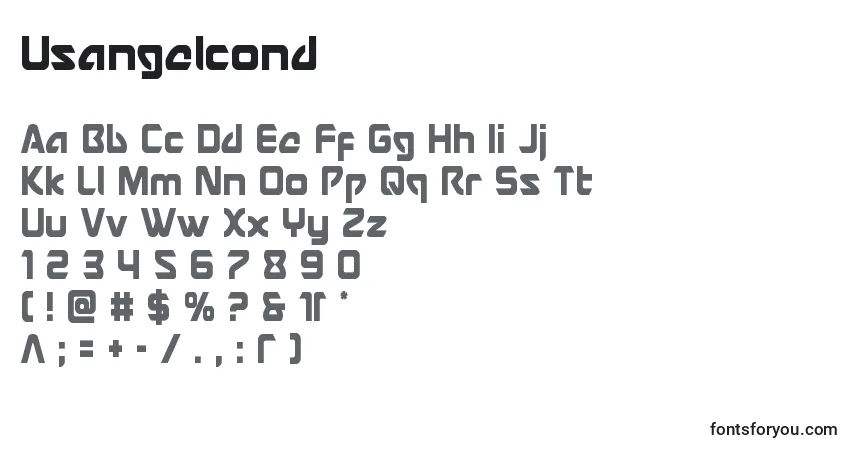 Usangelcond-fontti – aakkoset, numerot, erikoismerkit