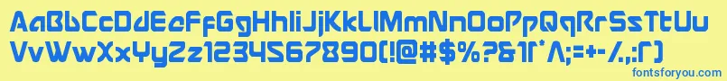 フォントUsangelcond – 青い文字が黄色の背景にあります。
