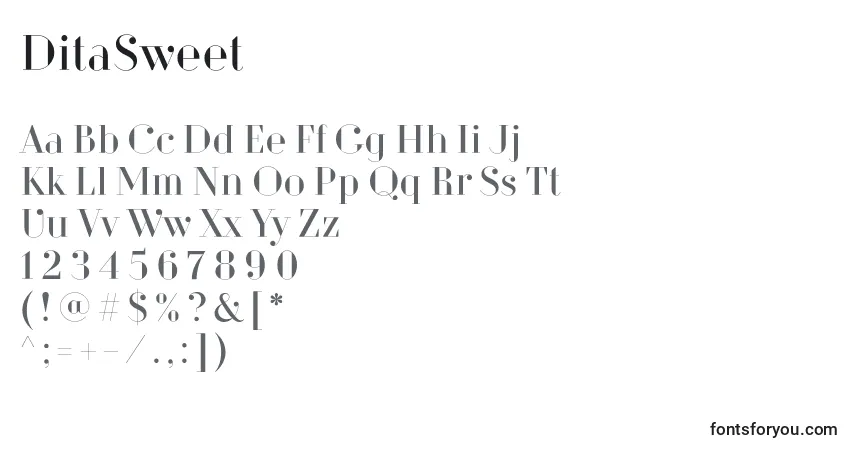 Schriftart DitaSweet – Alphabet, Zahlen, spezielle Symbole