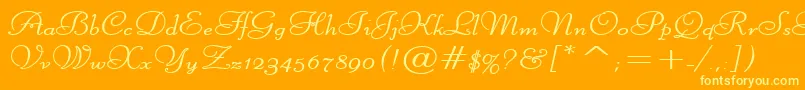 LiberateWideBold-Schriftart – Gelbe Schriften auf orangefarbenem Hintergrund