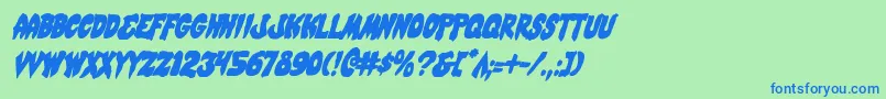 MysticSinglerConditalic Font – Blue Fonts on Green Background