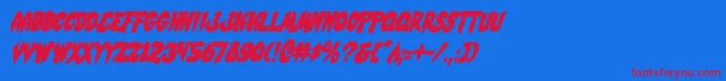 フォントMysticSinglerConditalic – 赤い文字の青い背景
