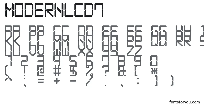 ModernLcd7-fontti – aakkoset, numerot, erikoismerkit