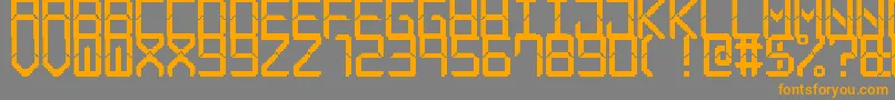 フォントModernLcd7 – オレンジの文字は灰色の背景にあります。