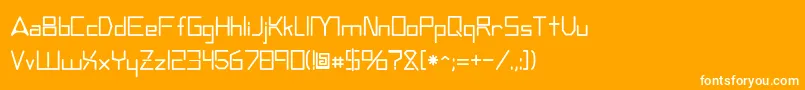 Andromedatv-Schriftart – Weiße Schriften auf orangefarbenem Hintergrund