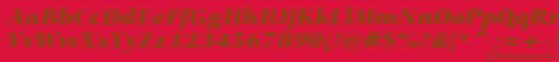 CarminaBlackItalicBt-Schriftart – Braune Schriften auf rotem Hintergrund