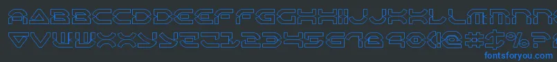 フォントOberondeuxout – 黒い背景に青い文字