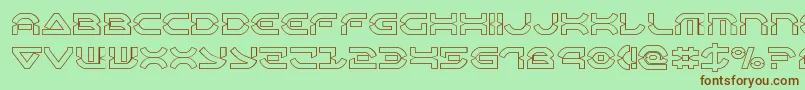 フォントOberondeuxout – 緑の背景に茶色のフォント