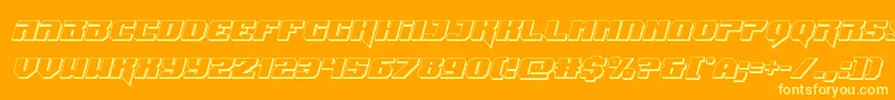 Jumpers3Dital-Schriftart – Gelbe Schriften auf orangefarbenem Hintergrund